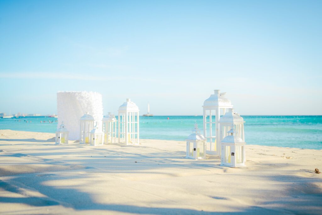 Lanterns on Arashi beach for vow renewal