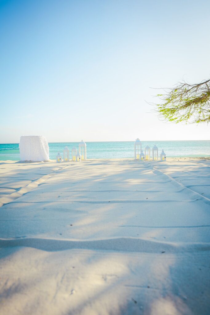 Ceremony aisle on Arashi beach for vow renewal