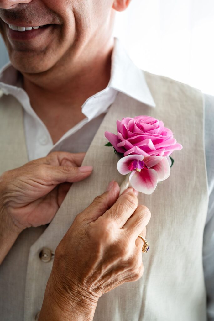 Groom flower for wedding at Hyatt Regency Aruba