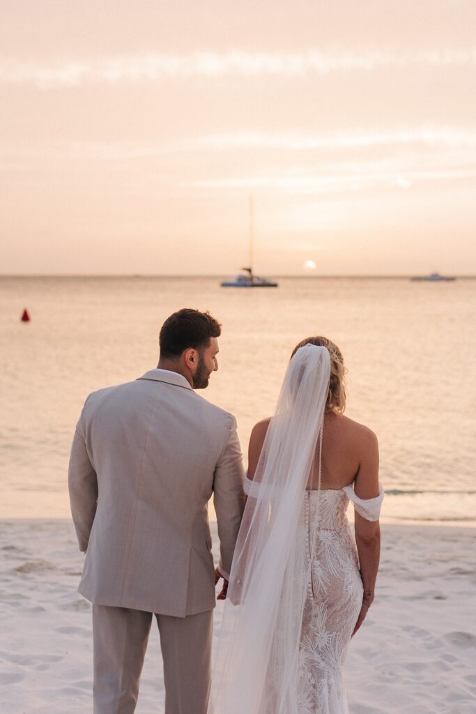 Aruba elopement couple on beach
