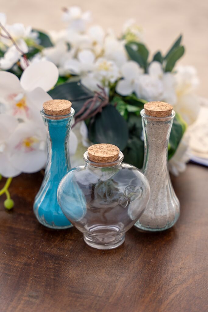 Sand jars for wedding ceremony ritual in Aruba