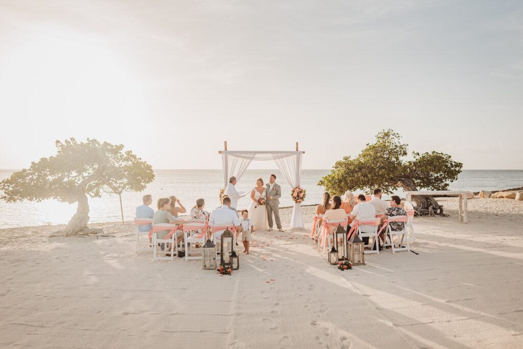 Aruba elopement ceremony with family