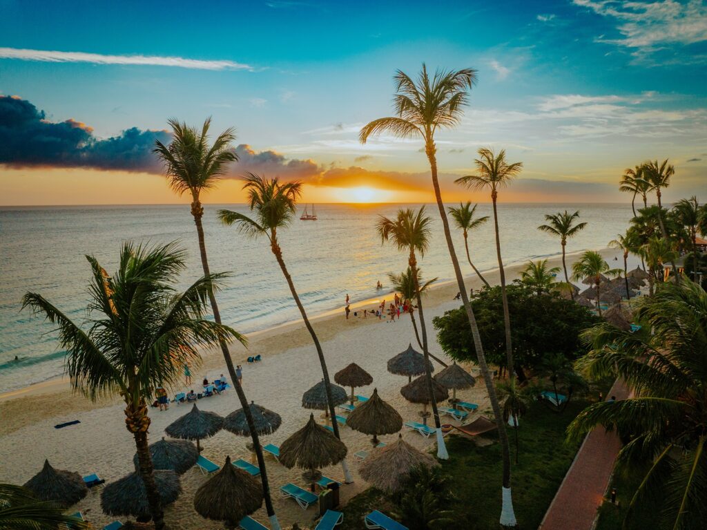 Aerial view of Aruba beach elopement location