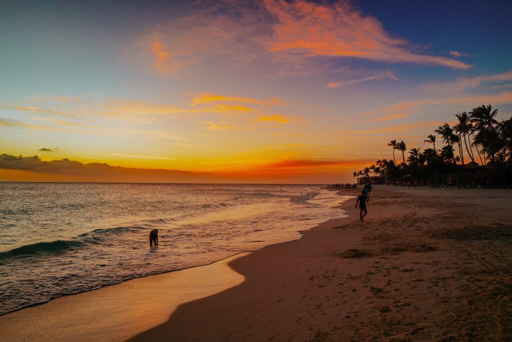 Aruba beach at sunset