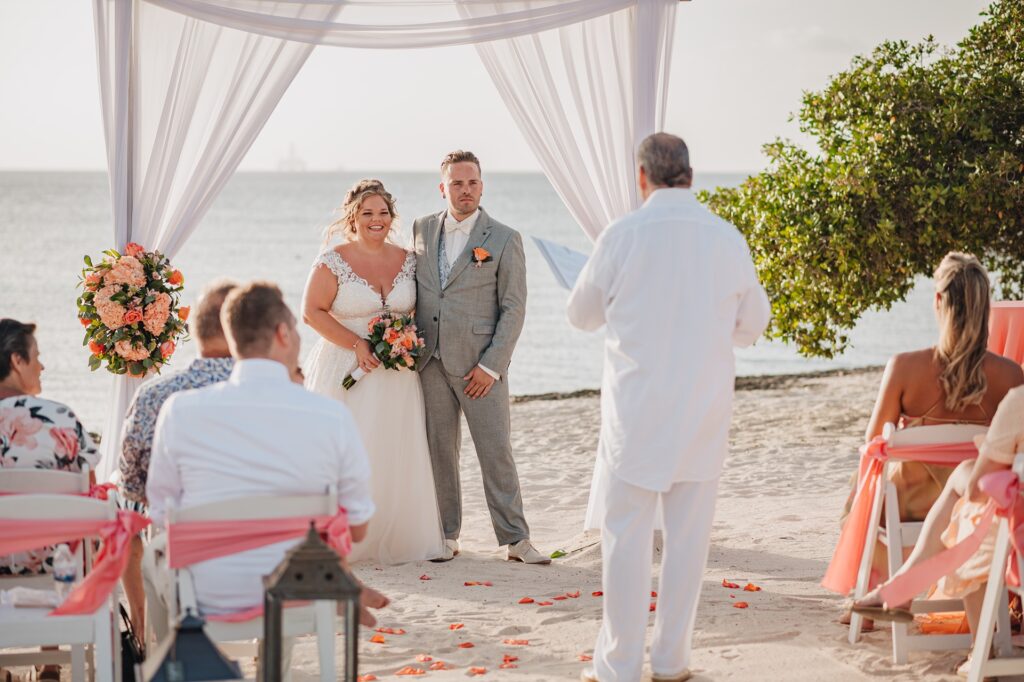 Aruba officiant speaking at elopement ceremony