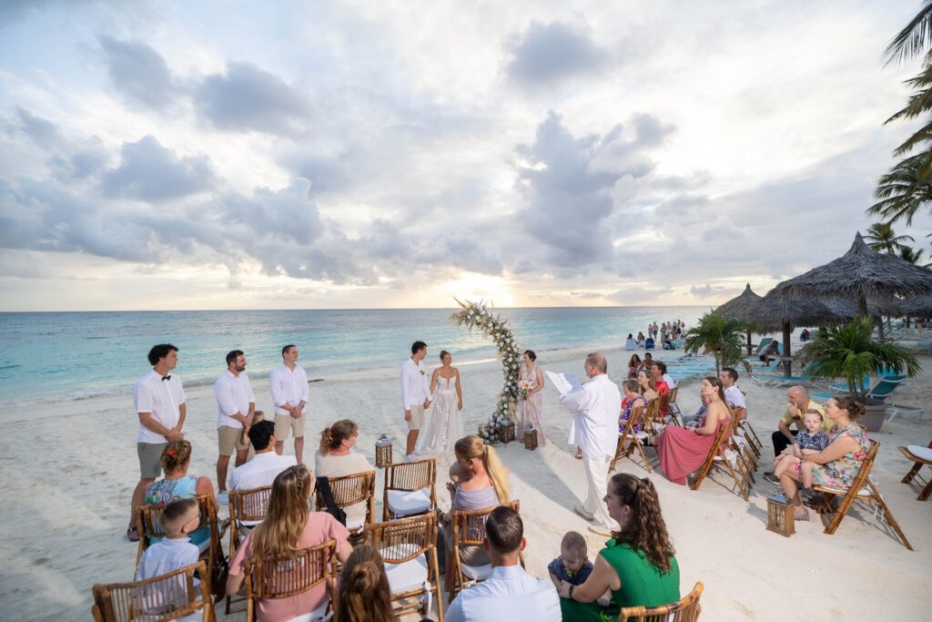 Aruba elopement wedding officiant saying vows during ceremony