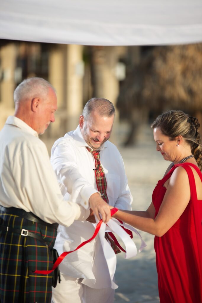 Aruba officiant performing wedding ritual
